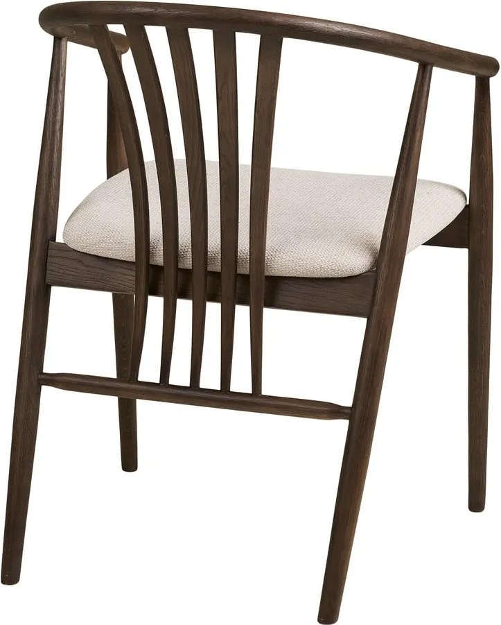 Scaun de dining maro închis cu cotiere din lemn de stejar Agustin – House Nordic