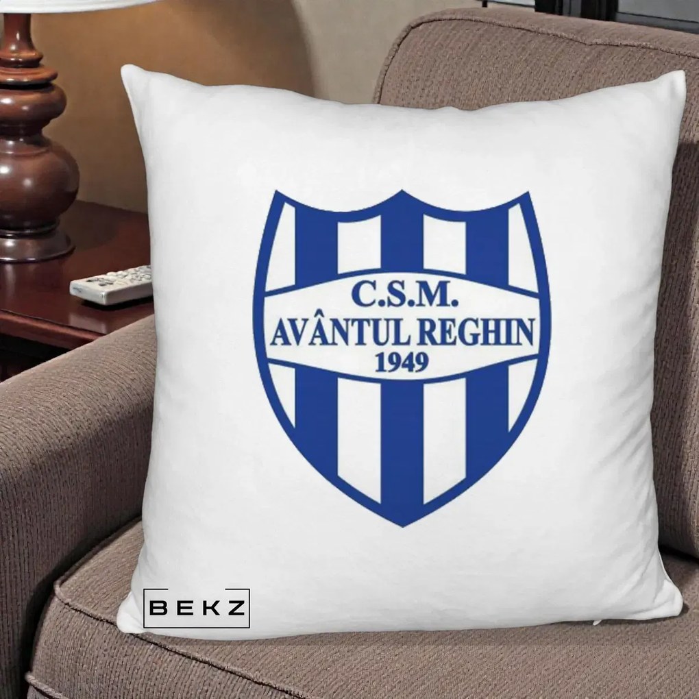 Perna Personalizata CSM Avantul Reghin 1949, 40x40 cm, Alb Pufos, Husa Detasabila, Perna Inclusa, BEKZ®