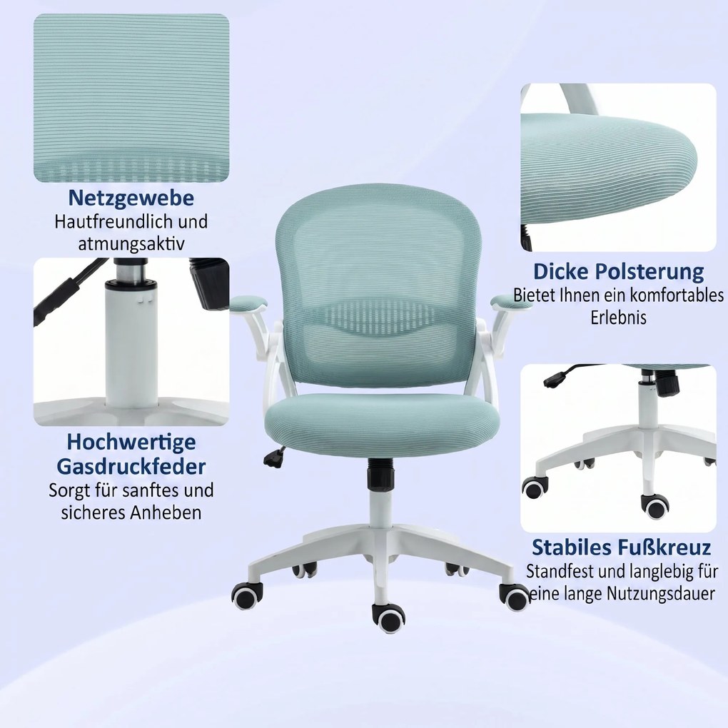 Vinsetto Scaun Birou Ergonomic Albastru Dimensiuni Variabile Suport Lombar Integrat | Aosom Romania