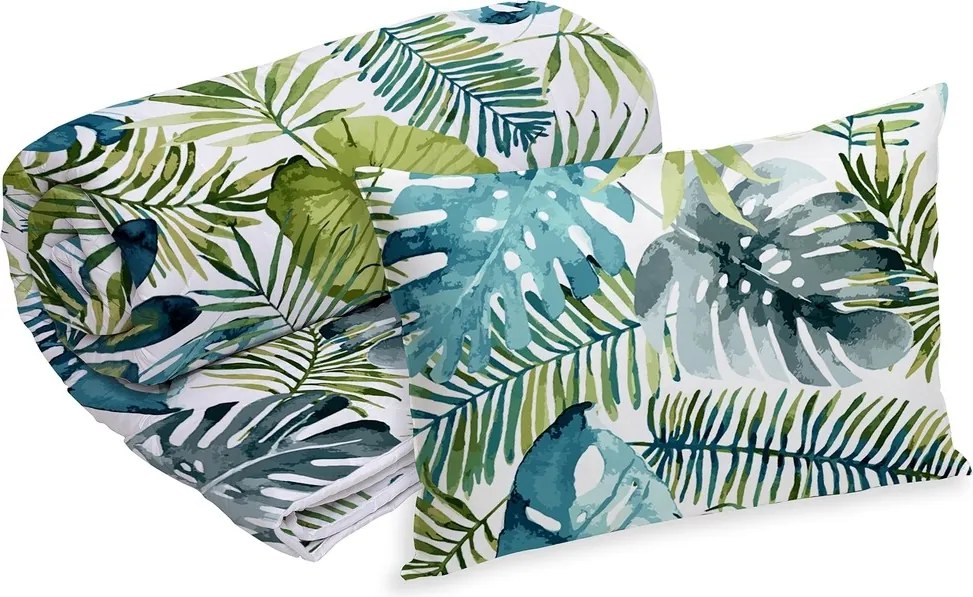 Set Alcam perna microfibra 50x70 cm si pilota matlasata 140x200 cm, Jungle