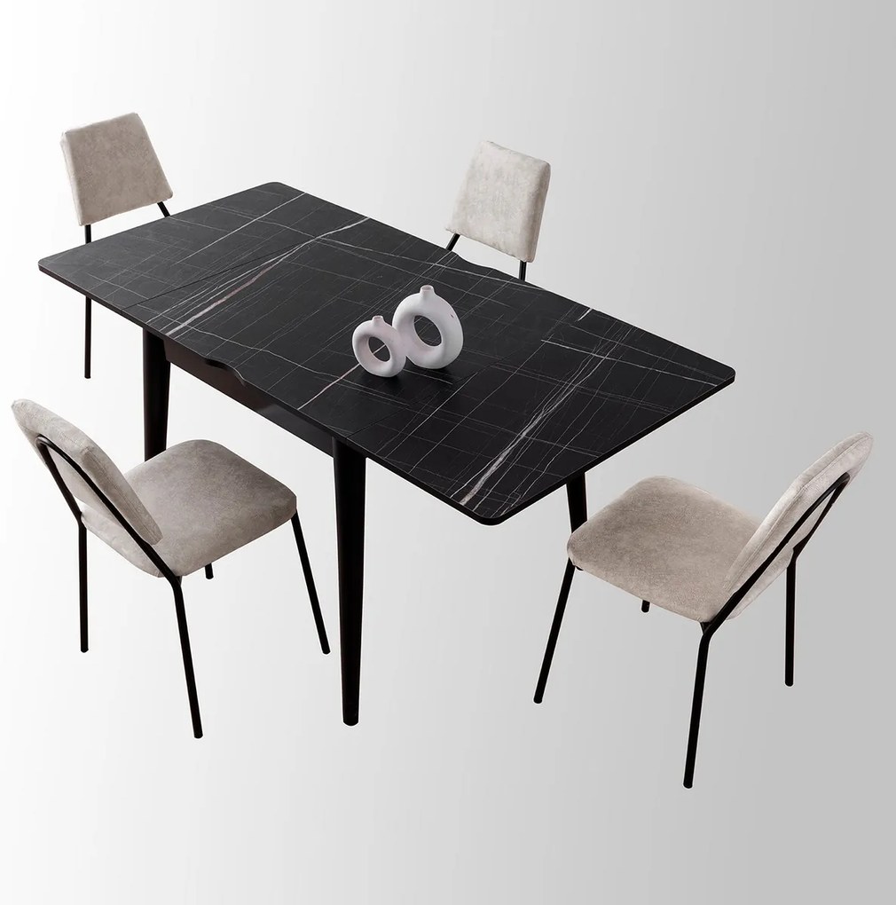 Masă de sufragerie Totem Black Marble
