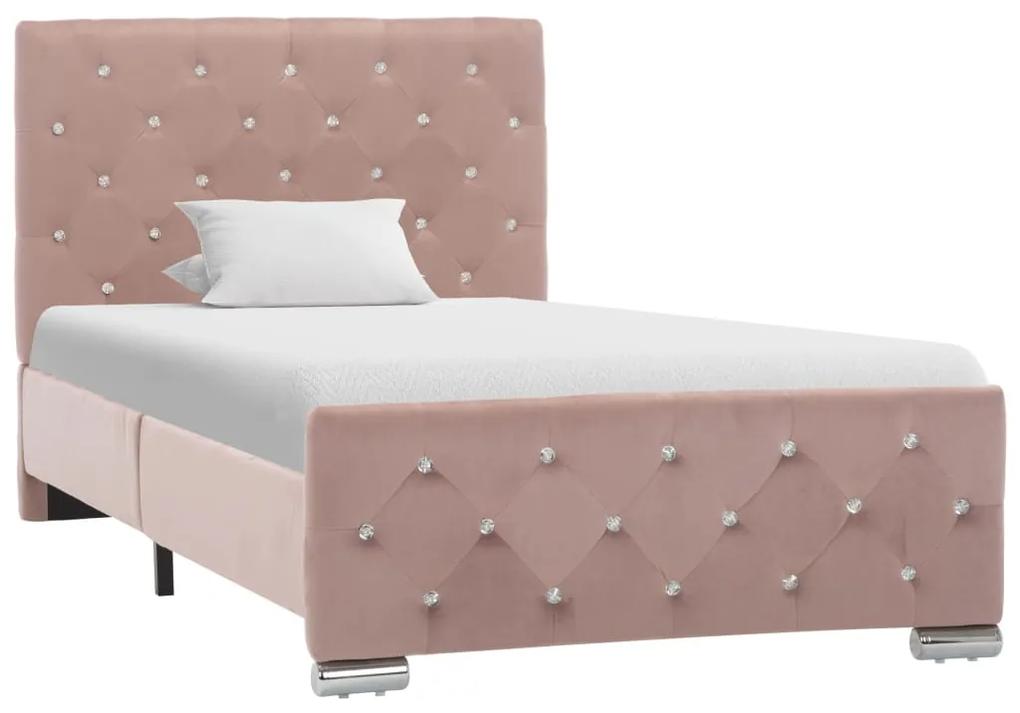 286823 vidaXL Cadru de pat, roz, 90 x 200 cm, material textil