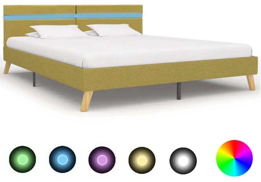 284863 vidaXL Cadru de pat cu LED-uri, verde, 180 x 200 cm, material textil