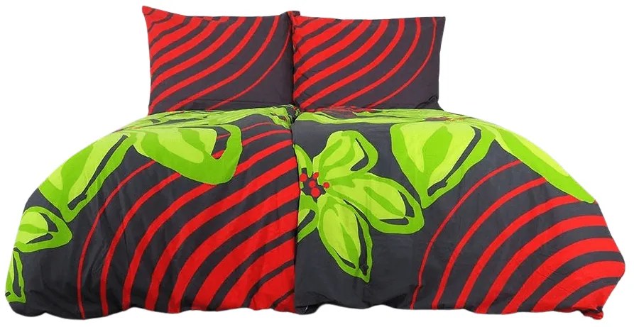 Lenjerie de pat din bumbac FLOERIC rosu-verde Dimensiune lenjerie de pat: 70 x 90 cm | 140 x 200 cm