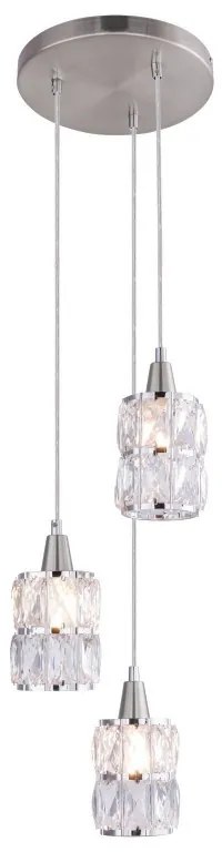 Lustra moderna cu 3 pendule WOLLI nichel/transparent 15760-3 GL