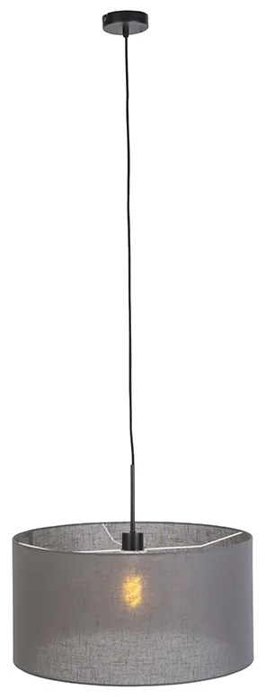 Lampă modernă suspendată neagră cu abajur gri 50 cm - Combi 1