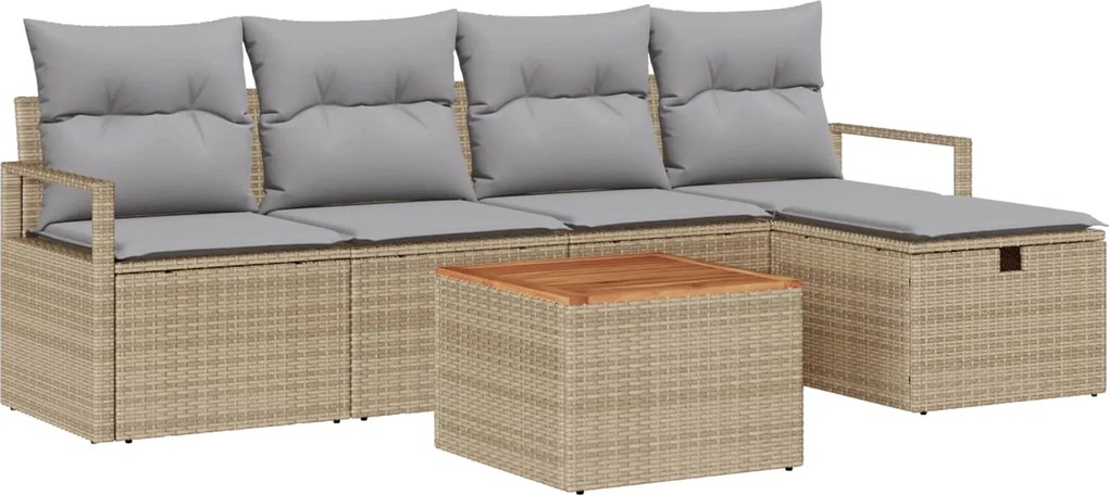 vidaXL Set de canapele pentru grădină cu pernă 6 pcs Bej Rattan poli