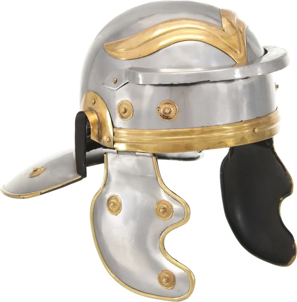 vidaXL Coif soldat roman aspect antic, jocuri roluri, argintiu, oțel