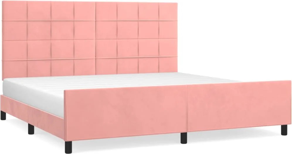 vidaXL Cadru de pat cu tăblie, roz, 200x200 cm, catifea
