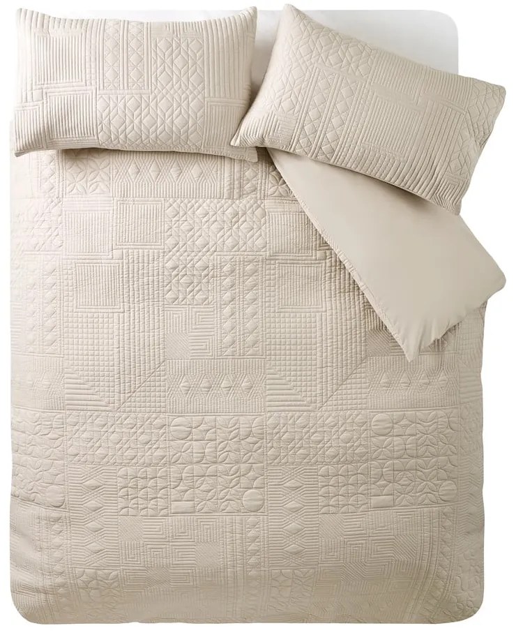 Lenjerie de pat bej pentru pat dublu 200x200 cm Folkstone Geo – Catherine Lansfield