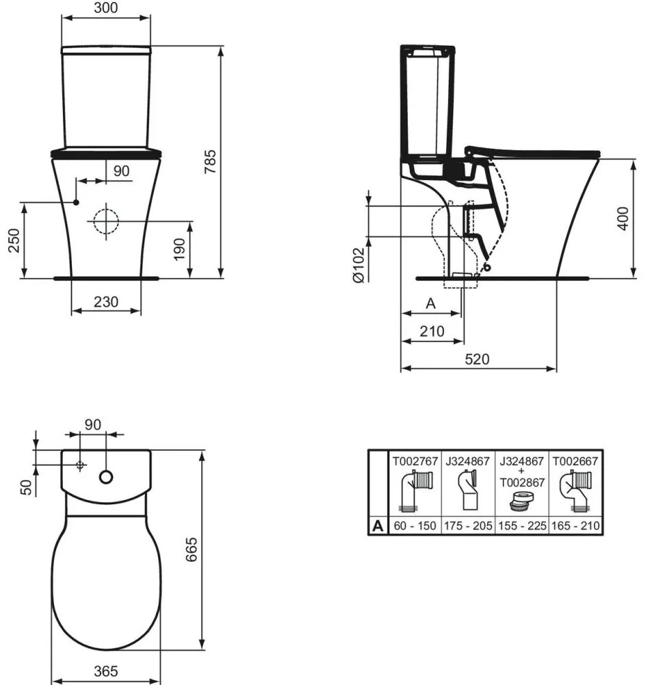 Vas wc stativ Ideal Standard Connect Air AquaBlade alb lucios cu rezervor si capac inclus