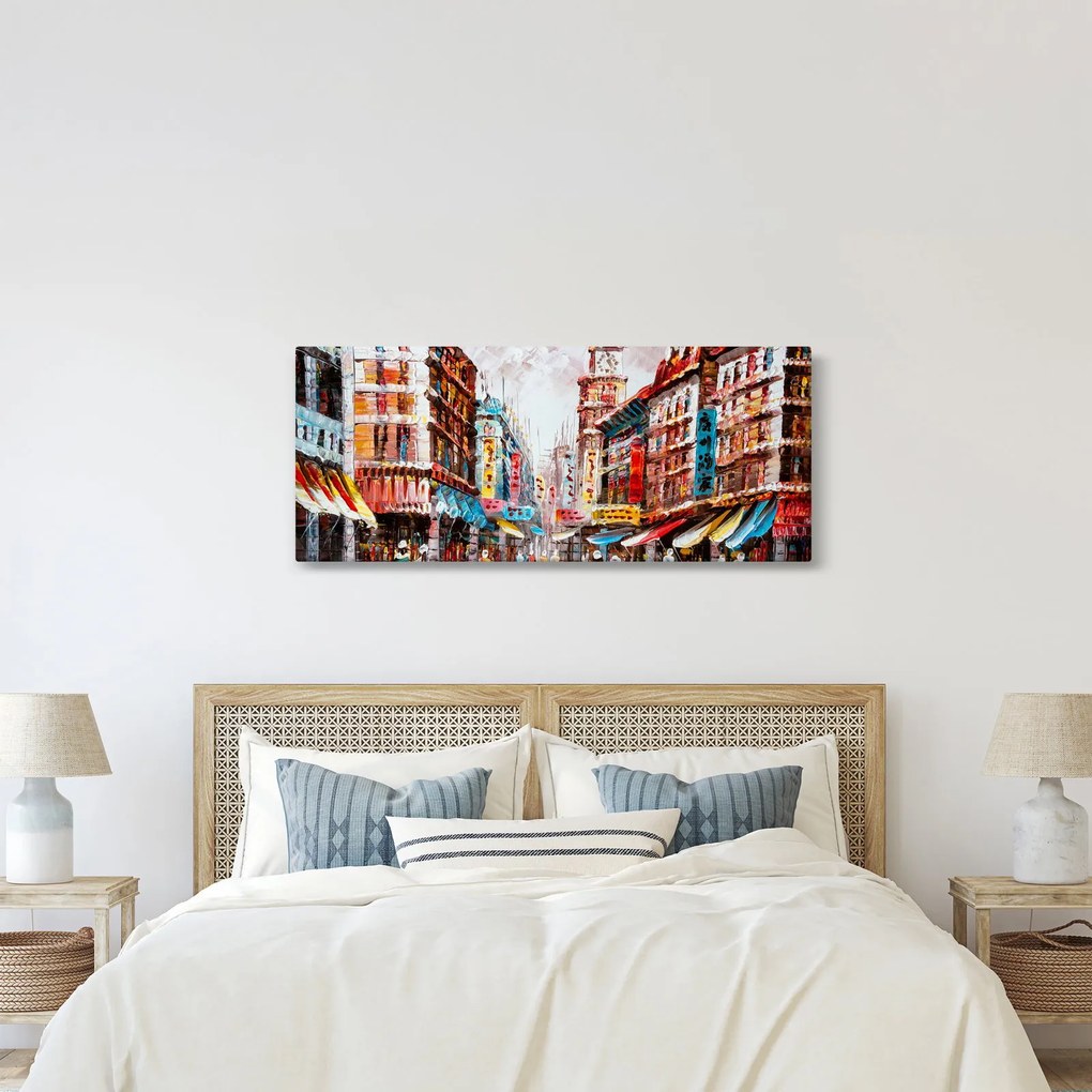 Tablou - Hong Kong, pictură în ulei (120x50 cm)