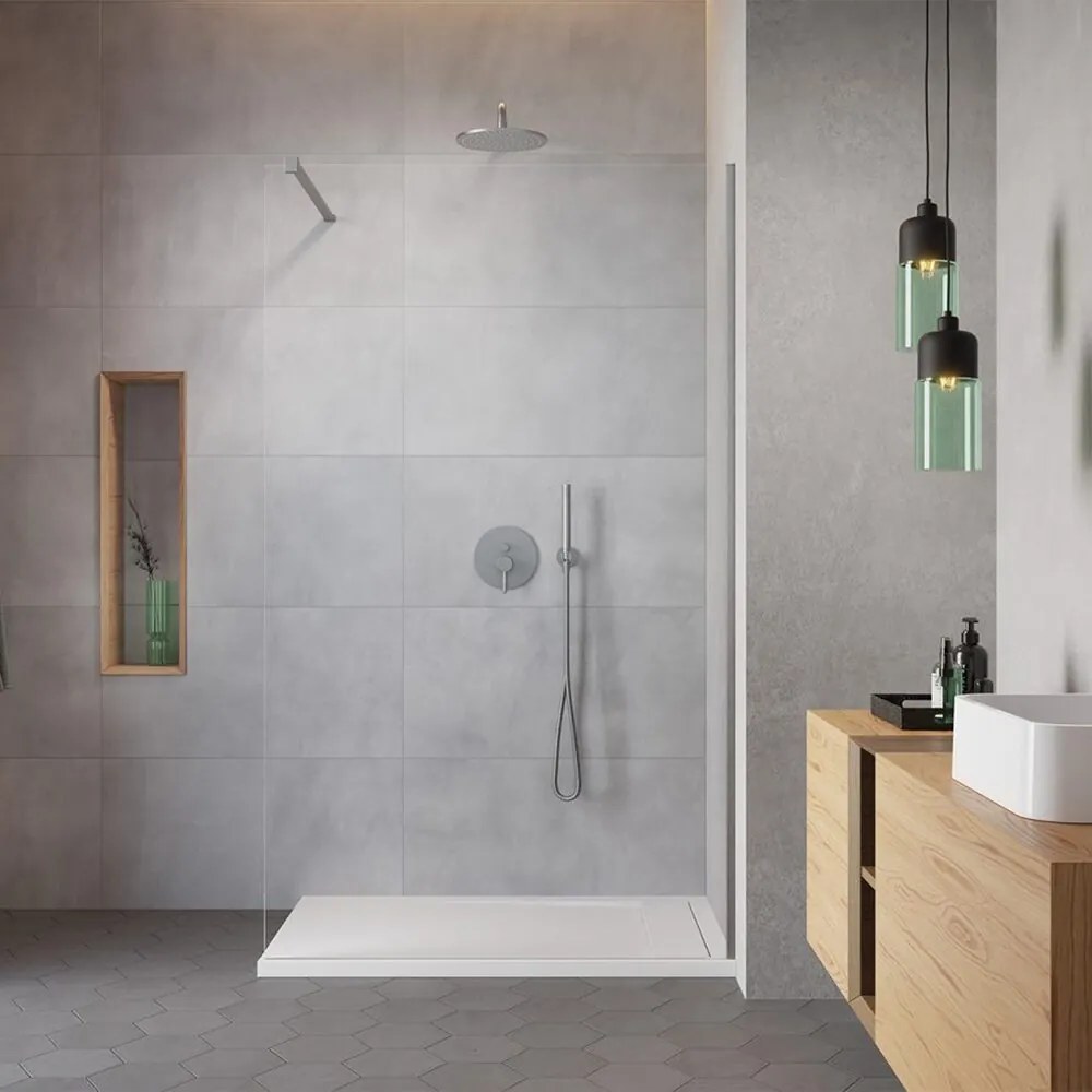 Paravan de dus tip Walk-in Radaway Modo New II nichel periat-transparent 155 cm sticla securizata 8 mm