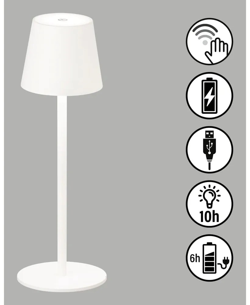 Veioză albă LED cu intensitate reglabilă/cu senzor de mișcare cu abajur din metal (înălțime 38 cm) Tropea – Fischer & Honsel