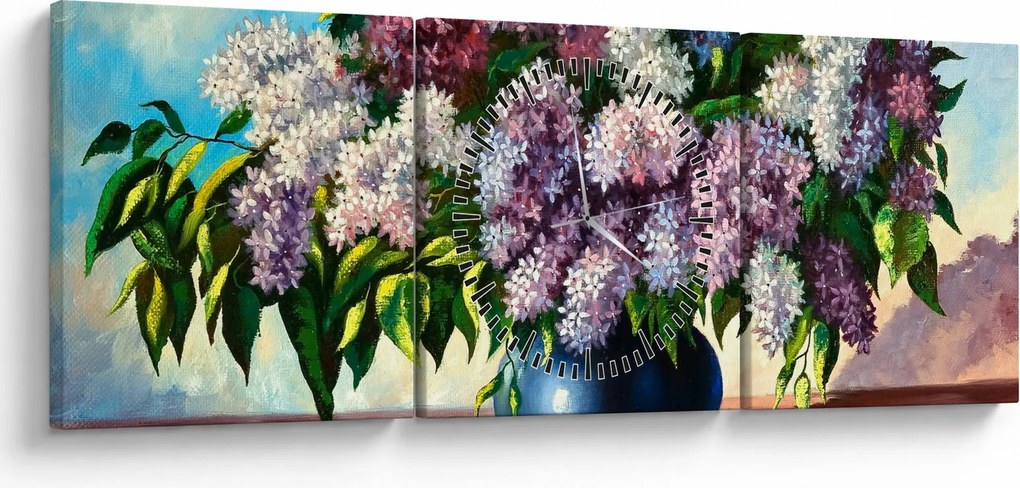 Tablou - Buchet de liliac (cu ceas) (90x30 cm)