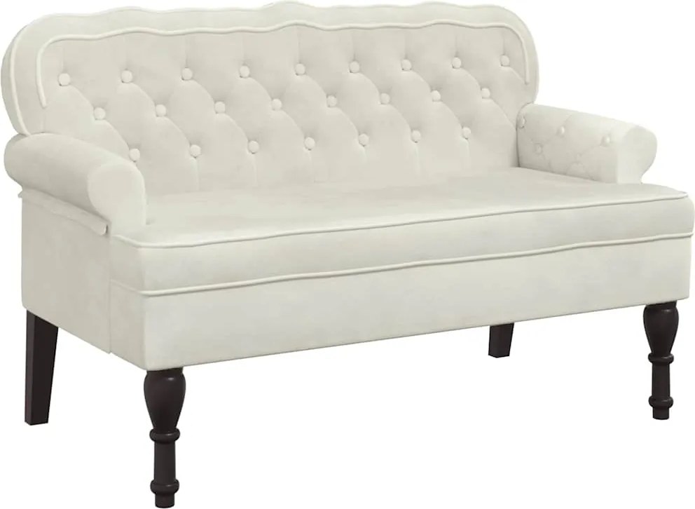 vidaXL Banchetă cu spătar, crem, 119,5x64,5x75 cm, catifea