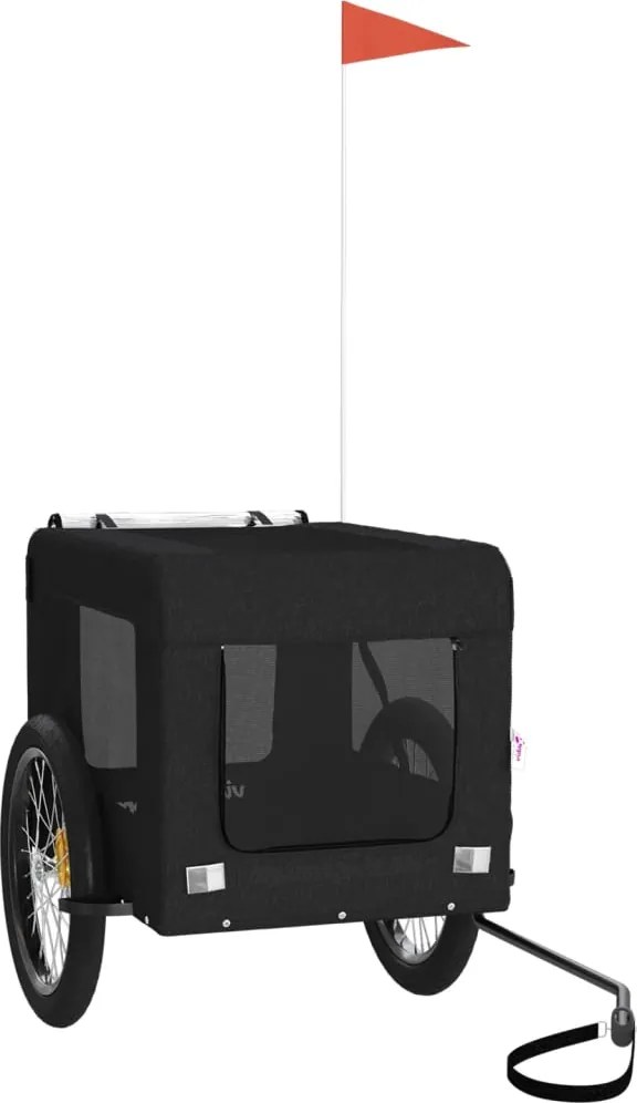 vidaXL Remorcă bicicletă animale companie, negru, textil oxford/fier