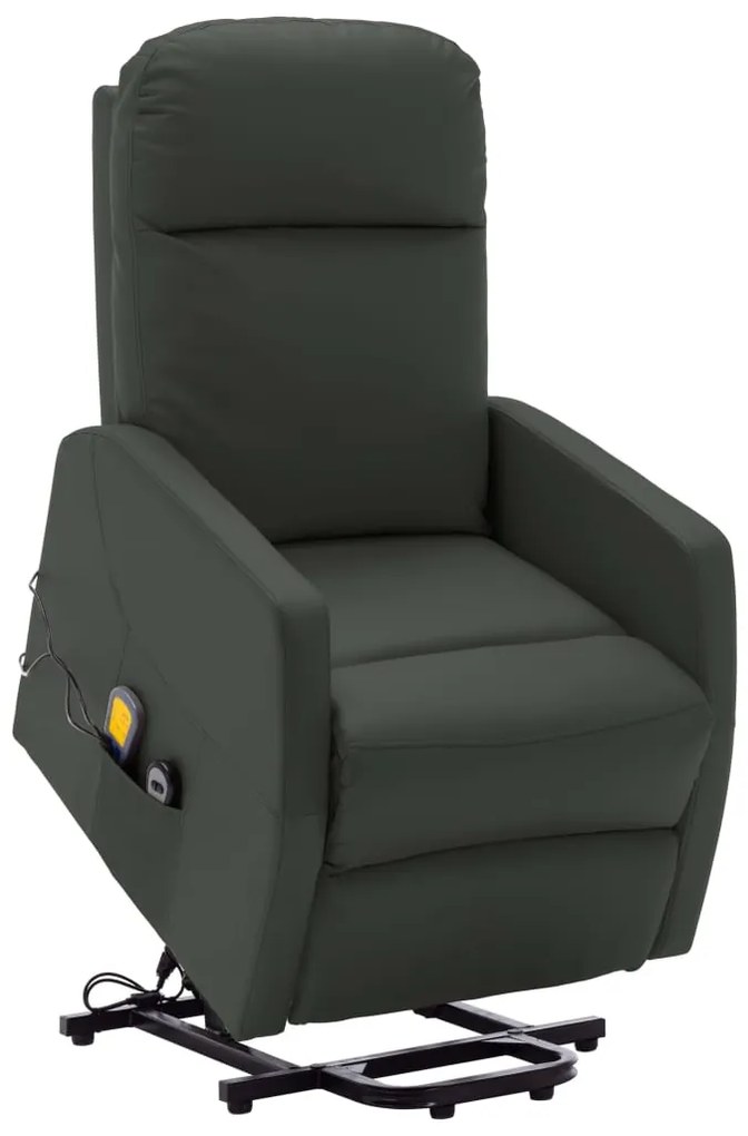 321376 vidaXL Fotoliu de masaj cu ridicare, antracit, piele ecologică