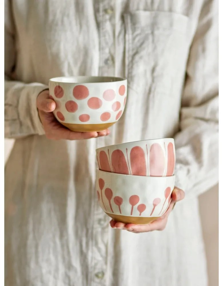 Boluri mici somon/crem 3 buc. din gresie 500 ml Linora – Bloomingville