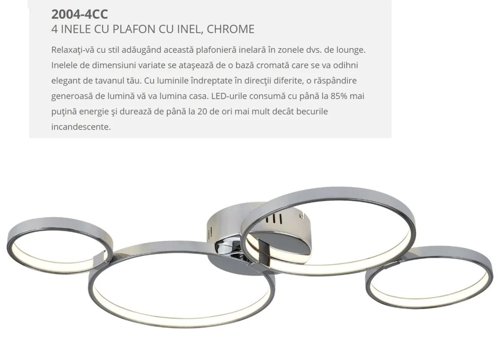 Lustra LED aplicata design modern Solexa 30W 2004-4CC SRT
