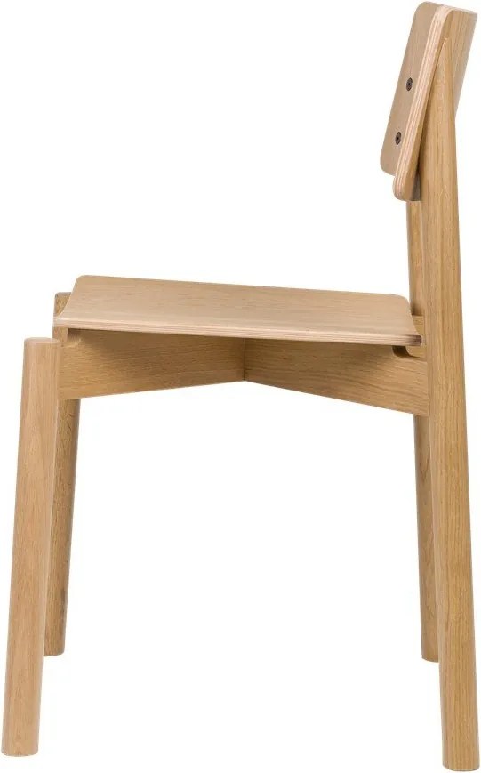 Scaun de dining în culoare naturală stivuibil cu aspect de lemn de stejar Wem – noo.ma