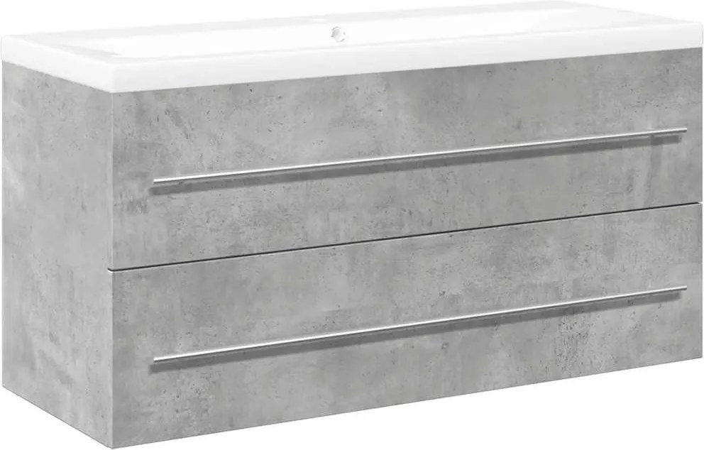 vidaXL Set mobilier de baie, 2 piese, gri beton, lemn compozit