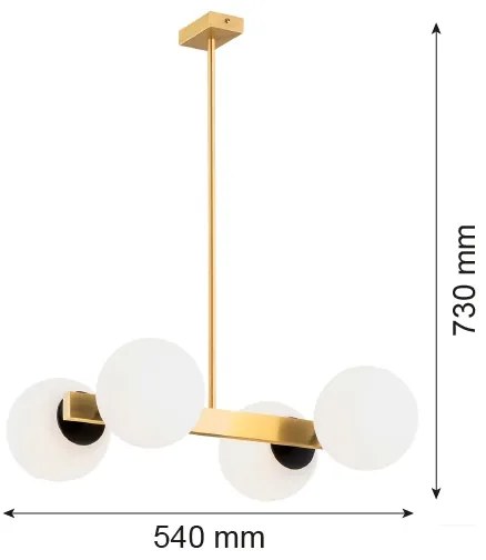 Lustră pe tijă FREEMONT 4xE27/15W/230V aurie/albă/neagră Argon 1767