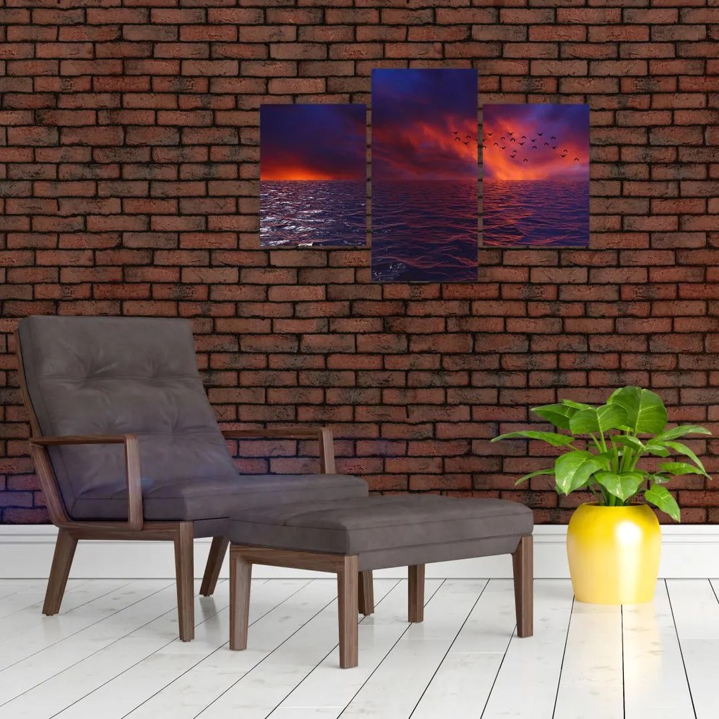 Tablou cu mare și păsări (90x60 cm)