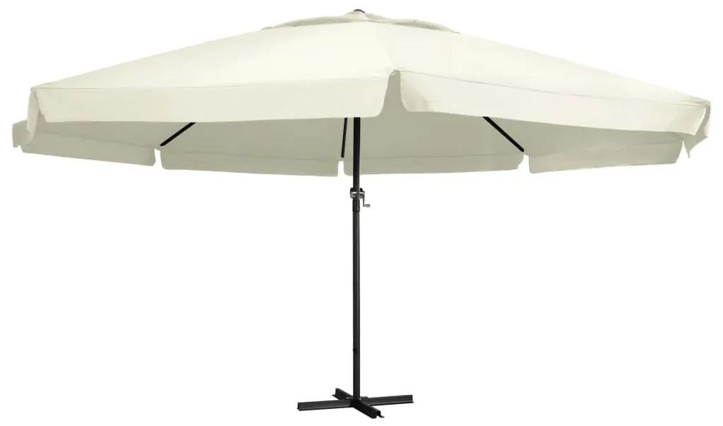 Umbrela de soare cu stalp aluminiu, alb nisipiu, 600 cm Alb, 600 cm