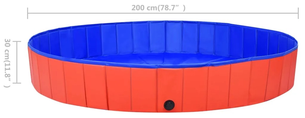 Piscina pentru caini pliabila, rosu, 200 x 30 cm, PVC Rosu, 200 x 30 cm