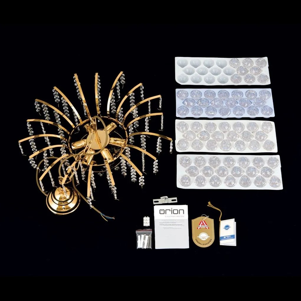 Candelabru cristal Asfour design lux KRISTALL KLASSISCH 6L gold/clear