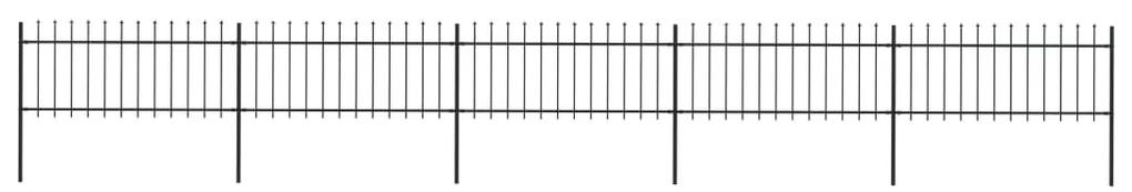 Gard de gradina cu varf sulita, negru, 8,5 x 0,8 m, otel 1, 0.8 m, 8.5 m