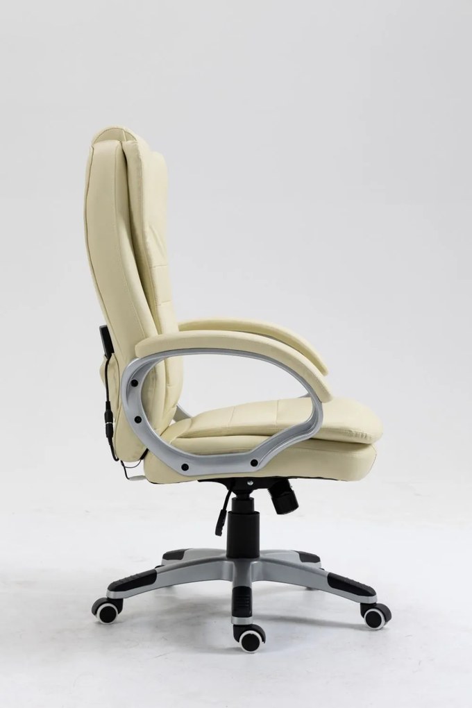 Scaun Directorial cu Masaj, Telecomanda, Piele PU, Crem