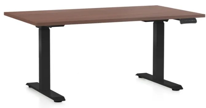Masa inaltime reglabila OfficeTech D, 140 x 80 cm, bază neagră, nuca