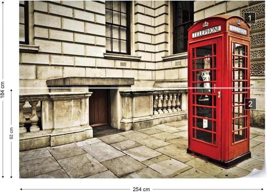 Fototapet GLIX - London City Red Telephone Box + adeziv GRATUIT Tapet nețesute - 254x184 cm