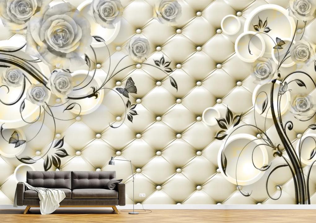 Tapet Premium Canvas - Florile fluturii si fundalul abstract 3d