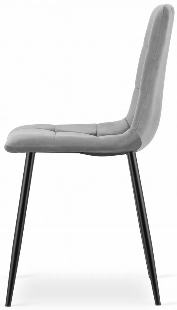 Scaun catifea gri deschis KARA cu picioare negre