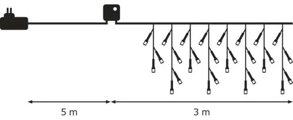Instalație LED de Crăciun de exterior CHAIN 180xLED/8 funcții 8m IP44 alb rece