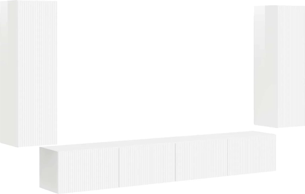 vidaXL Set Dulap pentru Televizor Montat pe Perete 4 pcs Alb lucios