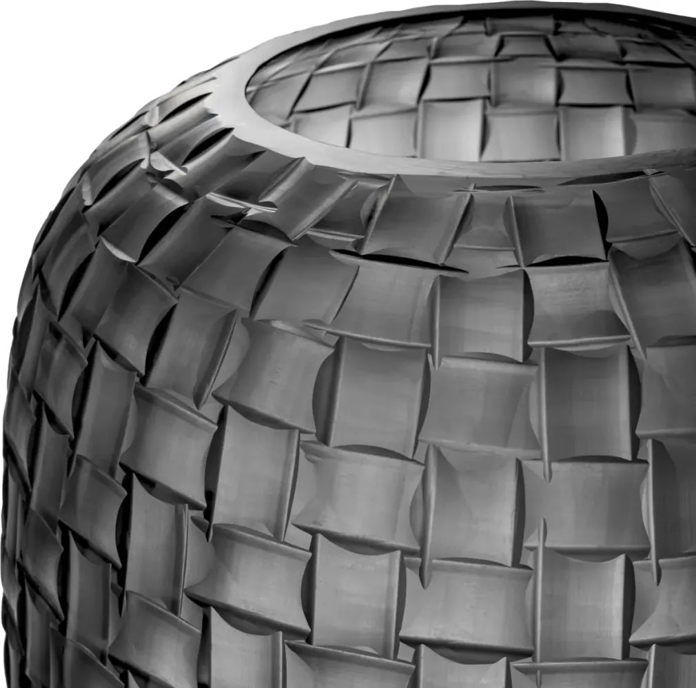 Vas decorativ design LUX realizat manual din sticla Varese S gri