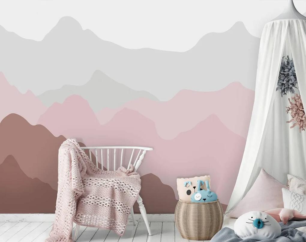 Fototapet - Conturile dealurilor - roz (152,5x104 cm), în 8 de alte dimensiuni noi