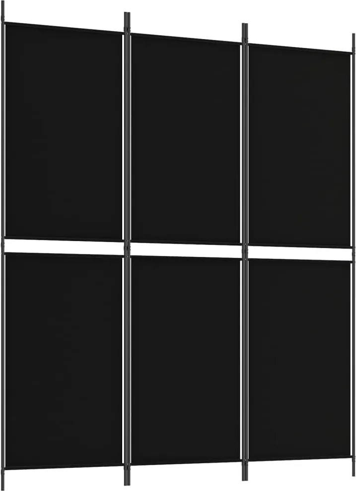 vidaXL Paravan de cameră cu 3 panouri, negru, 150 x 180 cm, textil