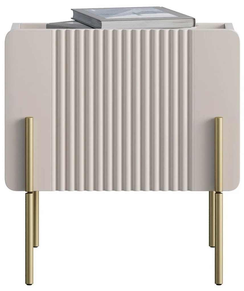 Noptieră Malmi 45 cm cu sertar - cașmir / alb crem / picioare auriu