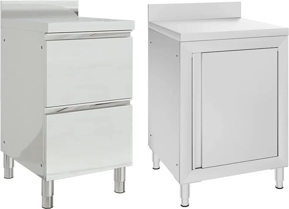 vidaXL Dulapuri de bucătărie comerciale, 2 buc., oțel inoxidabil