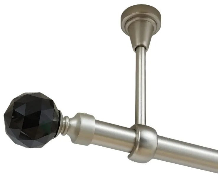 Galerie simpla prindere tavan fara inele kula crystal negru 19 mm crom mat (Alege marime: 180 cm)