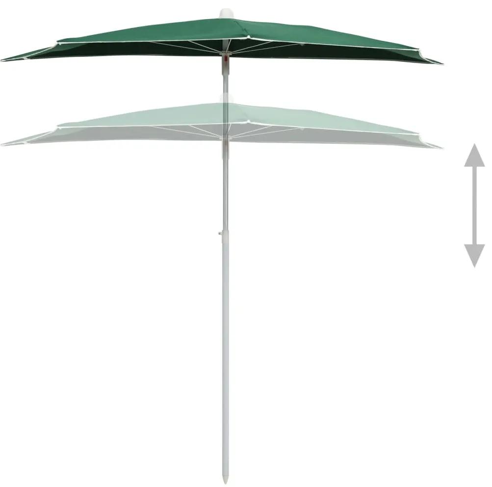Umbrela de gradina cu stalp, verde, 180x90 cm, semirotunda Verde