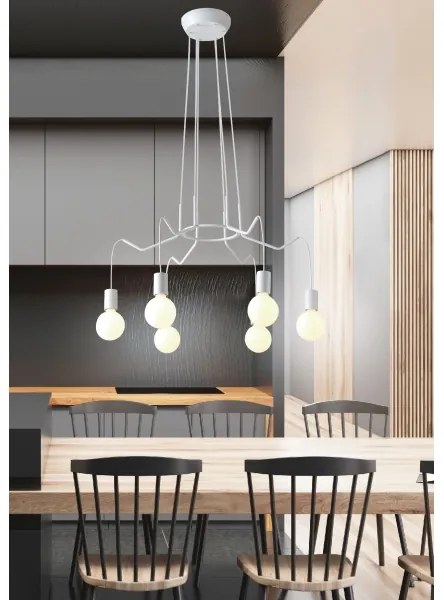 Lustră pe cablu BASSO 6xE27/40W/230V albă