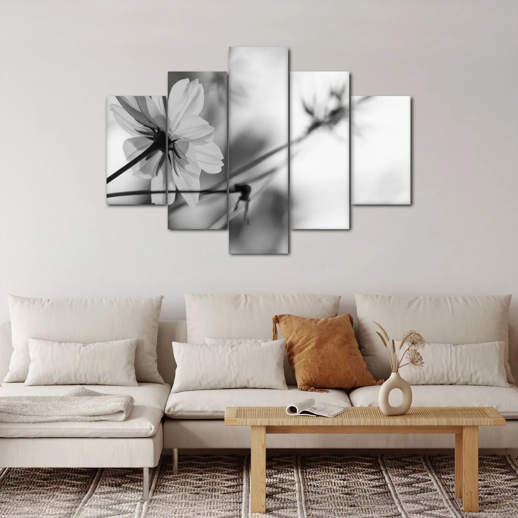 Tablou - Flori alb-negru (150x105 cm)