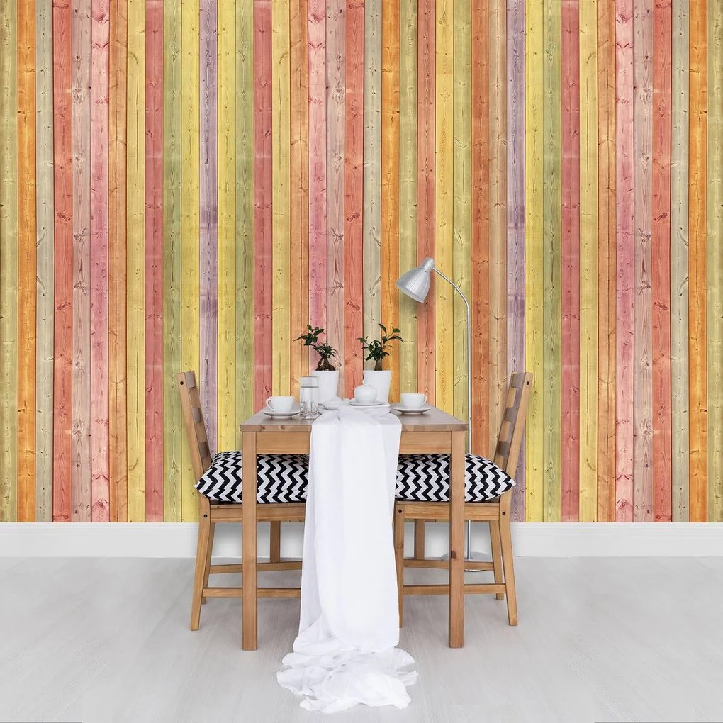 Fototapet - Textura - Scăndura colorată (152,5x104 cm)