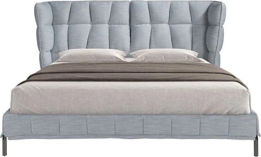 Pat dublu tapitat design LUX Gri-albastrui deschis, 180x200cm